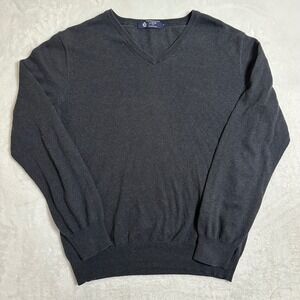 J.Crew Men's Small Charcoal Grey V-Neck Sweater Cotton Cashmere Quiet Luxury